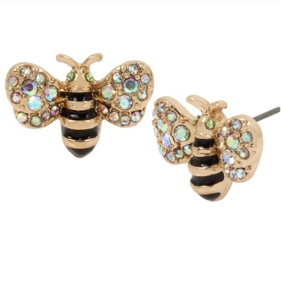 🔹️Betsey Johnson 🔹️Bumble Bee Stud Rhinestone Stud  Earrings - Picture 2 of 3